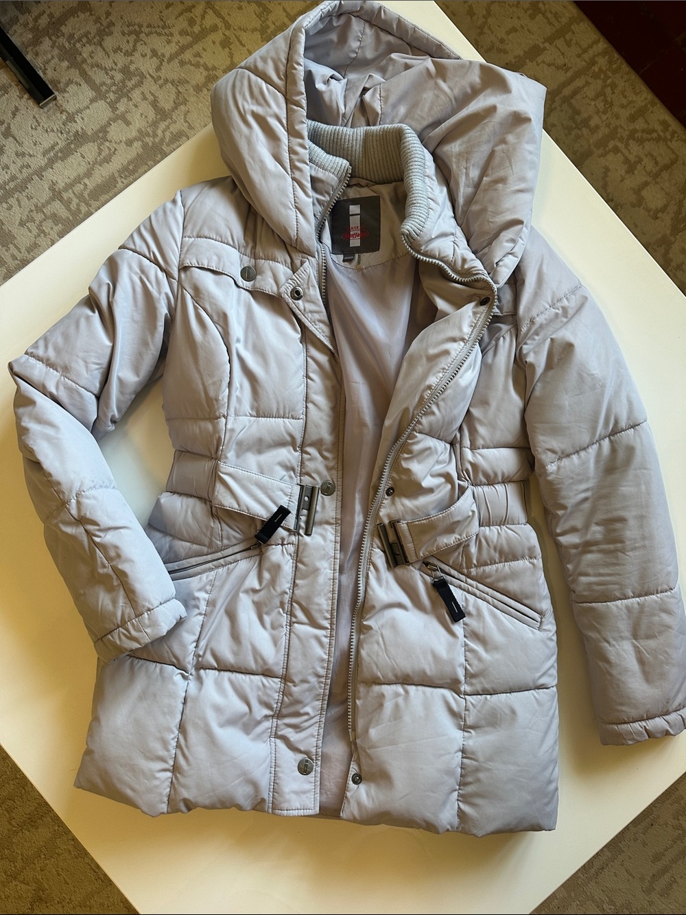 Buffalo Light Gray Women’s Hooded Puffer Coat